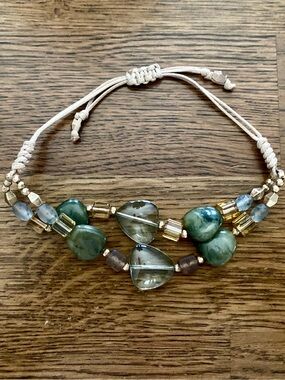 J. Jill Bohemian Mixed Stone & Crystal Cord Slide Bracelet